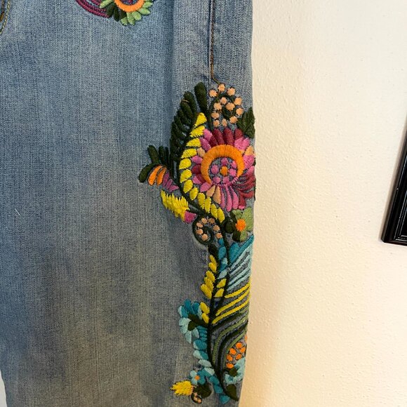 VINTAGE Y2K Z. Cavaricci Jeans Womens Floral Embroidered Straight Leg Sz14 1990s - Picture 2 of 8